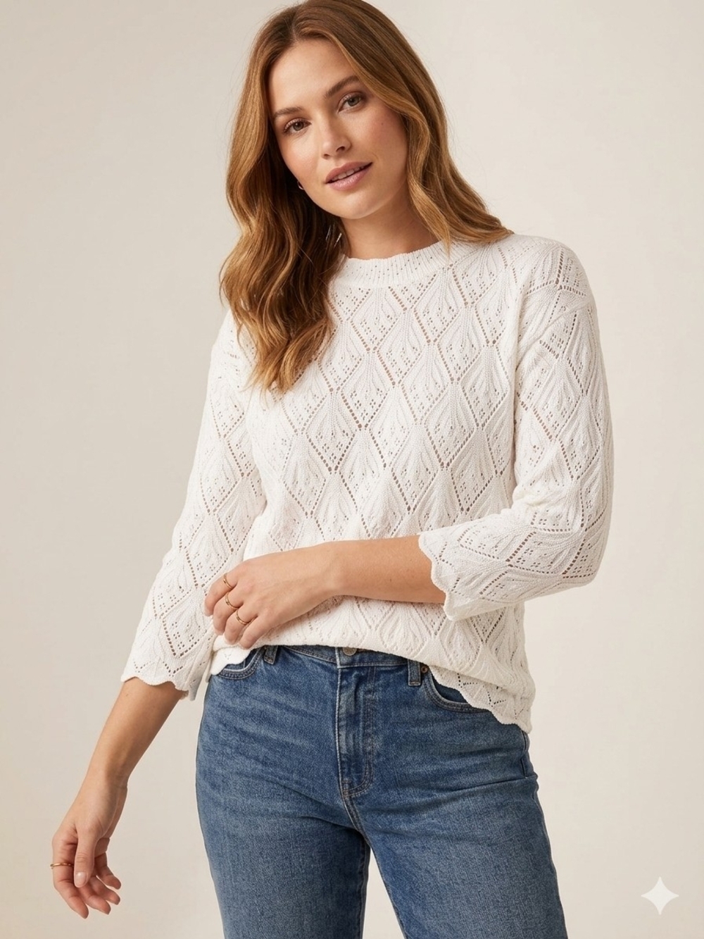 Jessie Vintage 90s Crochet Lace Knit Crewneck Sweater Whimsigoth Grandmacore M